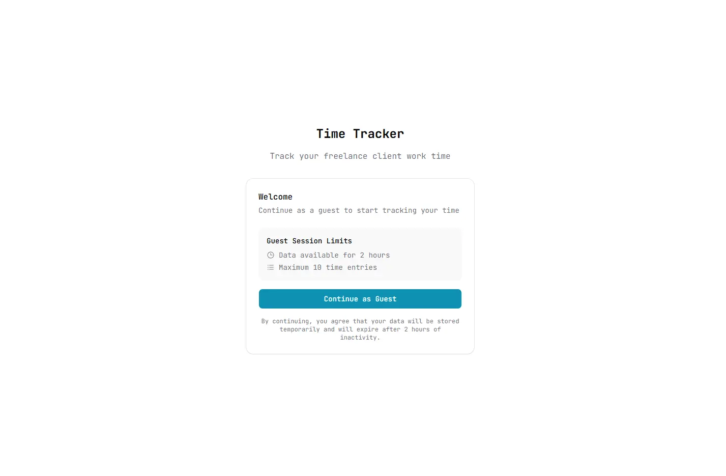 Time Tracker Dashboard - Main Interface